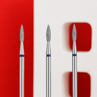  Diamond Nail Drill Bit, Pointed &quot;Flame&quot;, Blue, Head Diameter 1.6 Mm, Working Part 8 Mm