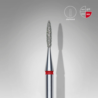 Diamond nail drill bit flame red, head diameter 1,6 mm, working part 8 mm