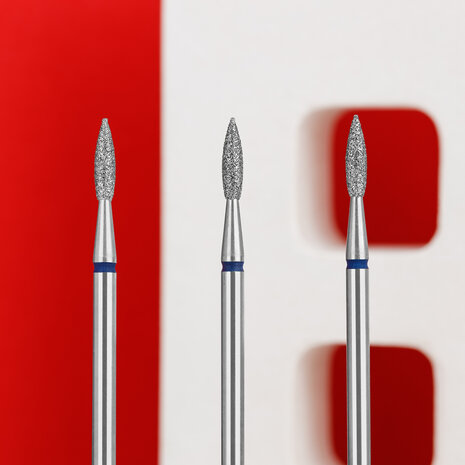  Diamond Nail Drill Bit, Pointed "Flame", Blue, Head Diameter 1.6 Mm, Working Part 8 Mm