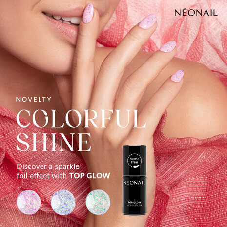 Top Glow Rose Aurora Flakes  - NEONAIL