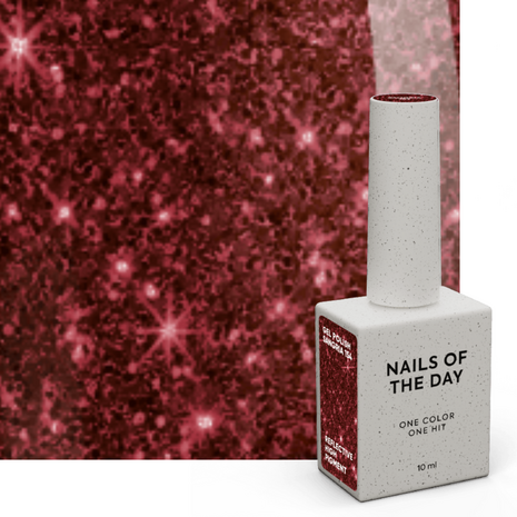 gelpolish in de kleur 'Sangria' van het merk Nails Of The Day - rode glitter tint