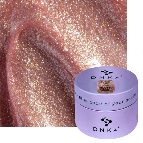 Builder gel van het merk DNKa' in de kleur '0038 Vision' - bruine glitter tint