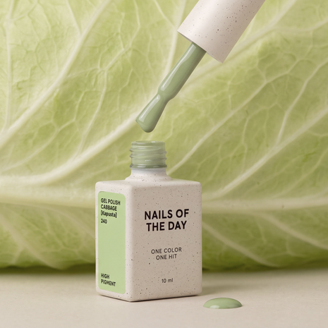 gelpolish van Nails Of The Day in de kleur 'Cabbage' - groene herfst tint