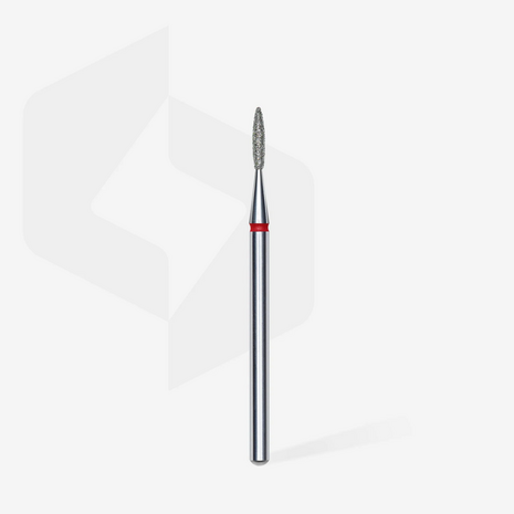 Diamond nail drill bit flame red, head diameter 1,6 mm, working part 8 mm