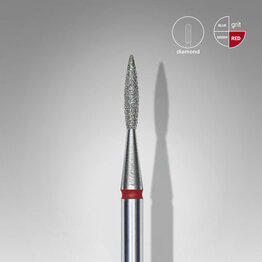 Diamond nail drill bit pointed flame red head EXPERT diameter 1,6 mm / working part 8 mm